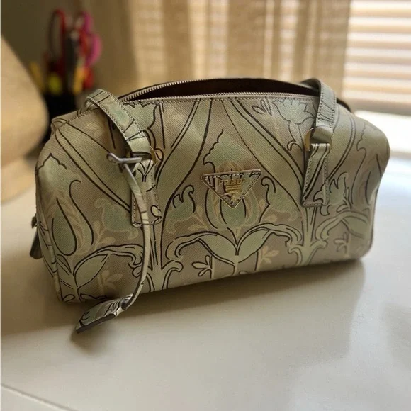 Prada Saffiano Leather Green Bauletto Bag - Picture 5 of 16